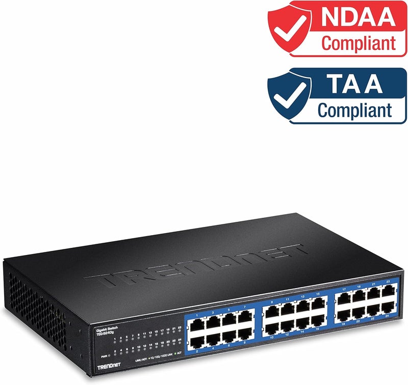 Trendnet 24-Port Unmanaged Gigabit GREENnet Desktop Switch, Ethernet Network Switch, 24 x 10-100-1000 Gigabit Ethernet RJ-45 Ports, 48Gbps Switching Capacity, Lifetime Protection, Black, TEG-S24DG - Image 2
